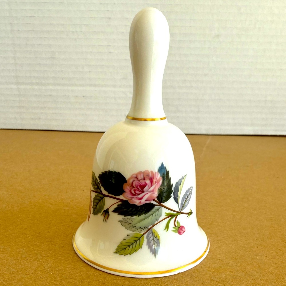 Vintage Wedgwood Bone China Table Bell White w/Pink Roses Hathaway Rose Pattern